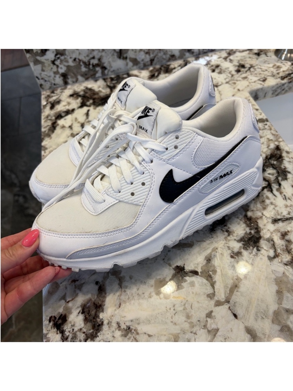 Nike Women's White Sneakers with Black Swoosh